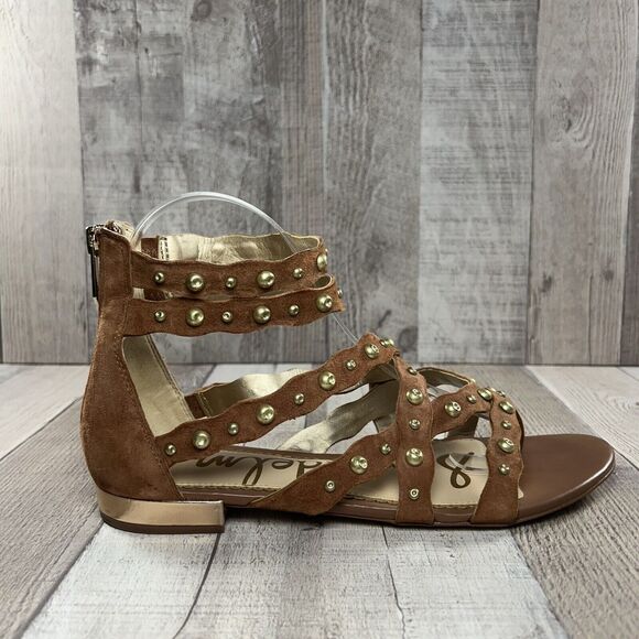 Sam Edelman Womens Daya Sandals Strappy Studded Gladiator Leather Brown Size 7.5 - Picture 9 of 13